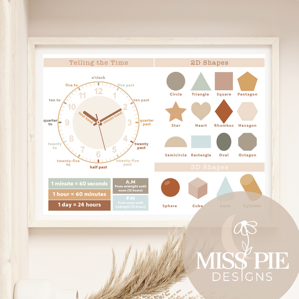 Learning time + shapes prints