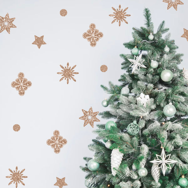 Gold or Silver Snowflake Christmas Wall Decals