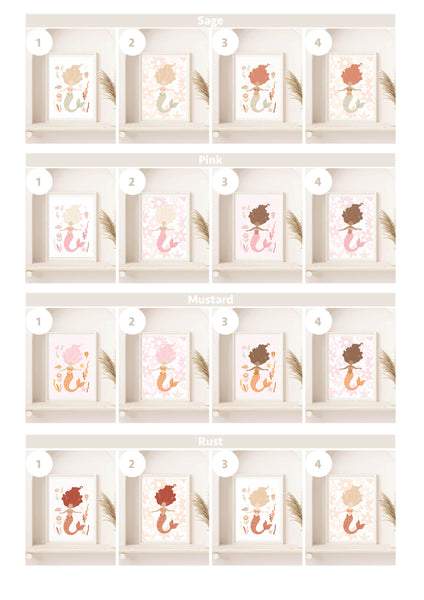 Mermaid Flower Prints