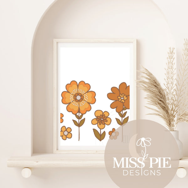 Retro flower bed Print
