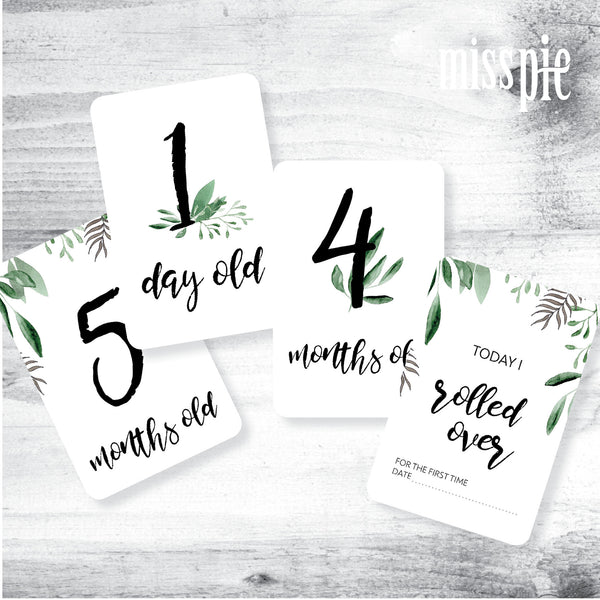 Baby -  Green Leaves Milestone Cards
