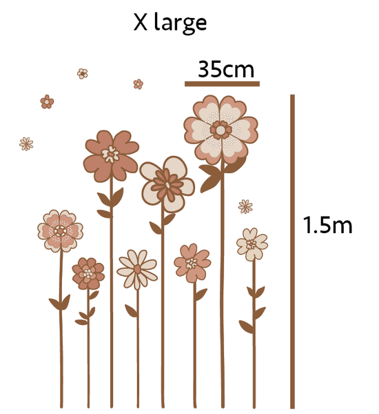 Retro Flowers Decal - Dusty Pink