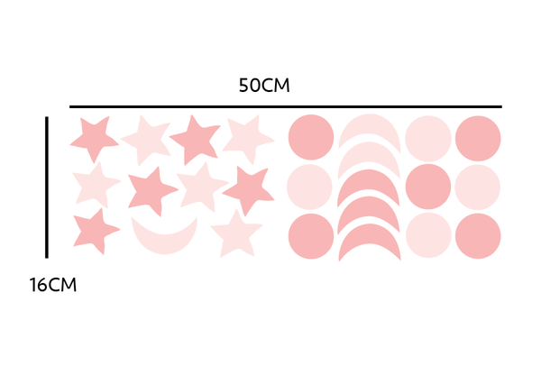 Pink Stars and Moon Wall Decal