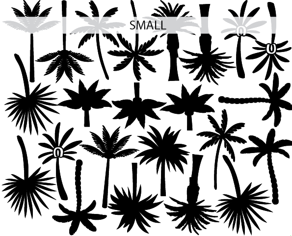 Black Mini Palm Decals