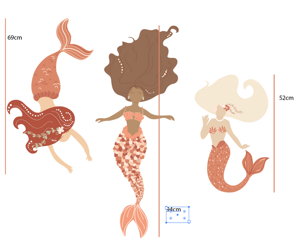 Mermaid Trio Wall Decals