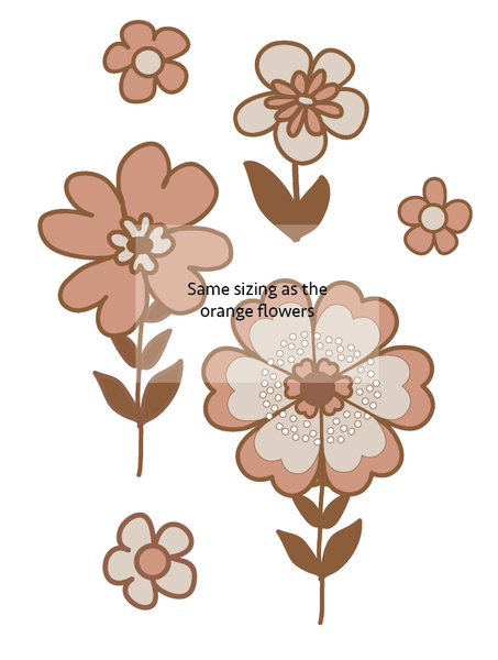 Retro Flowers Decal - Dusty Pink