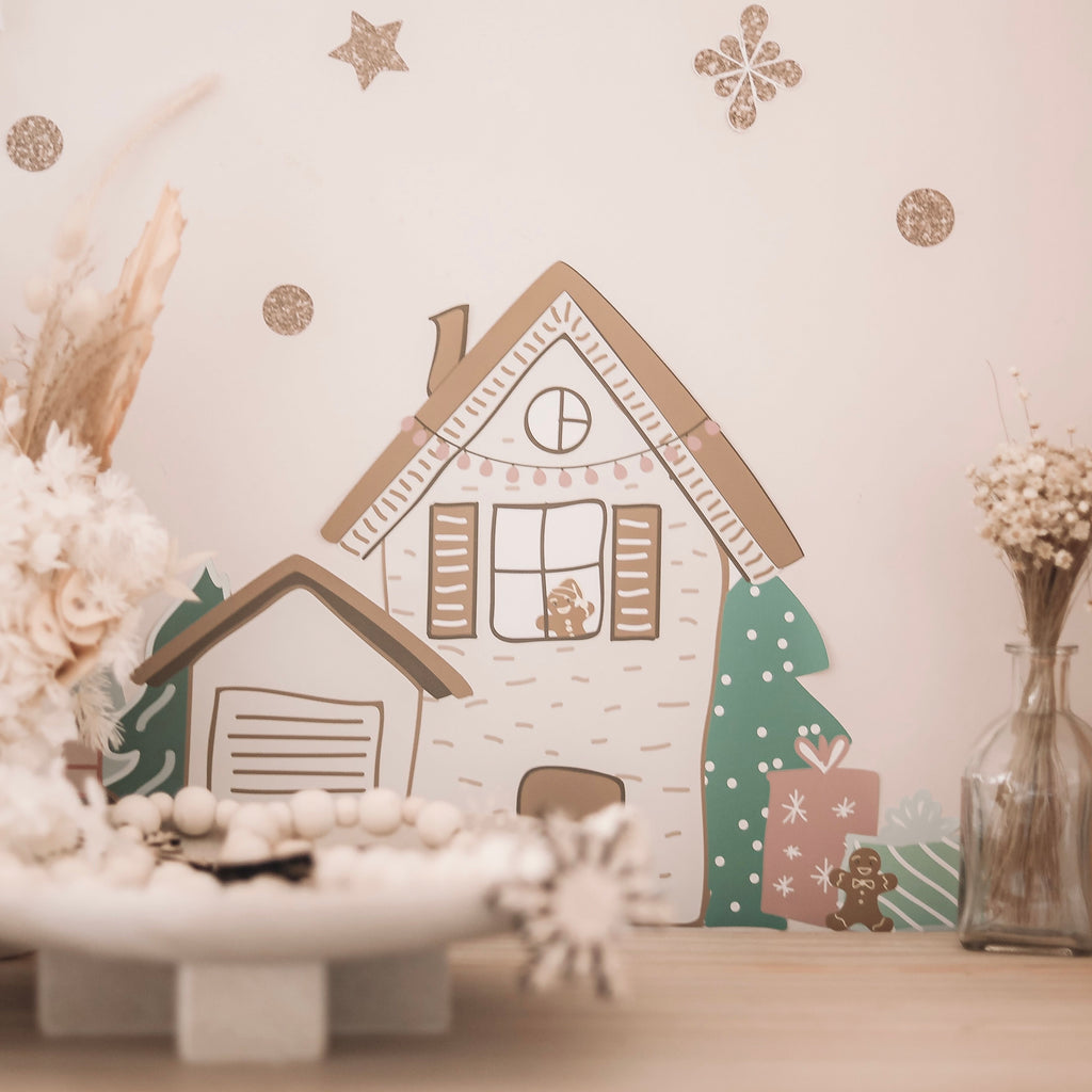 Pastel Christmas House Wall Decals