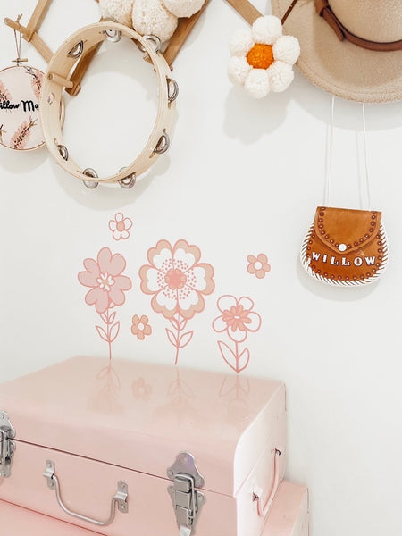 Retro Flowers Decal -  Peach and Pink