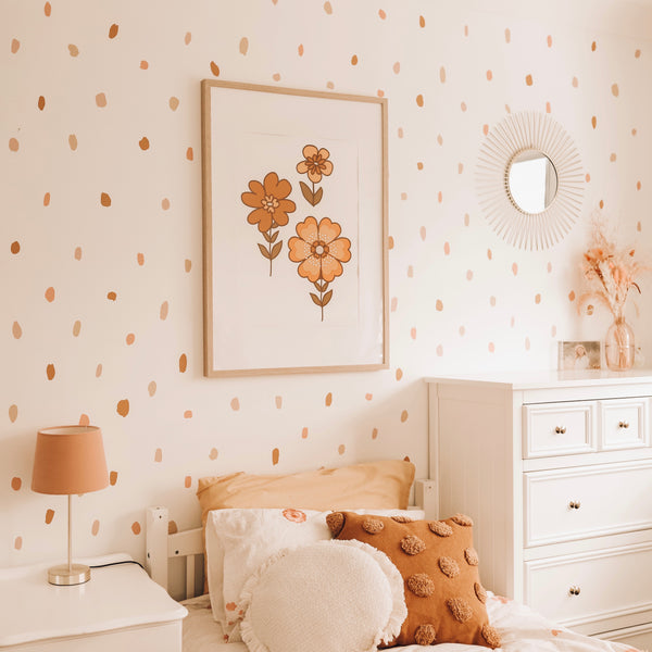 Retro flowers Print - Orange