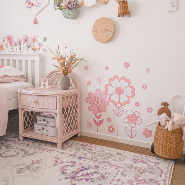 Retro Flowers Decal -  Peach and Pink