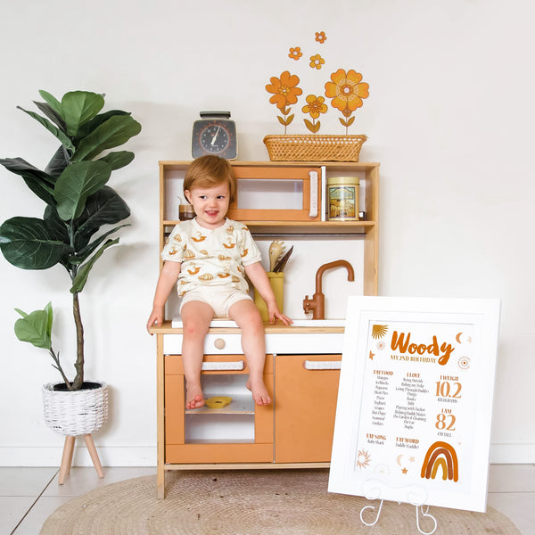 Retro Flowers Decal - Dusty Pink