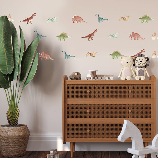 Mini Watercolour Dinosaur Wall Decals
