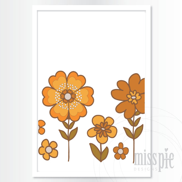 Retro flower bed Print
