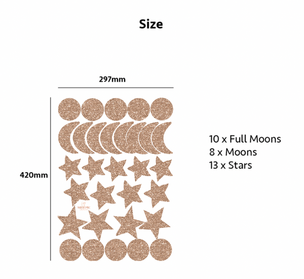 Gold Stars and Moon Wall Decals