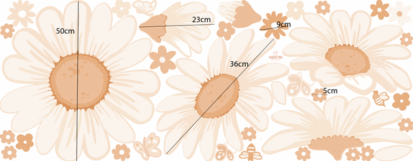 Large Neutral Daisy Decals