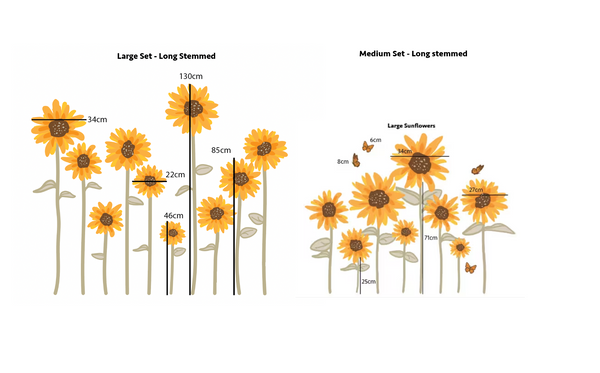 Sunflower Decals- Long Stemmed