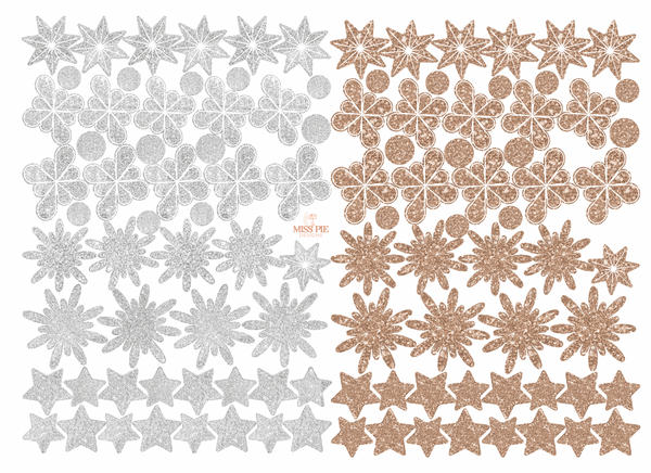Gold or Silver Snowflake Christmas Wall Decals