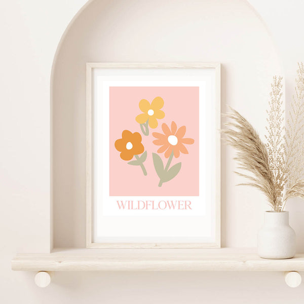 Pink and Yellow Wildflower print