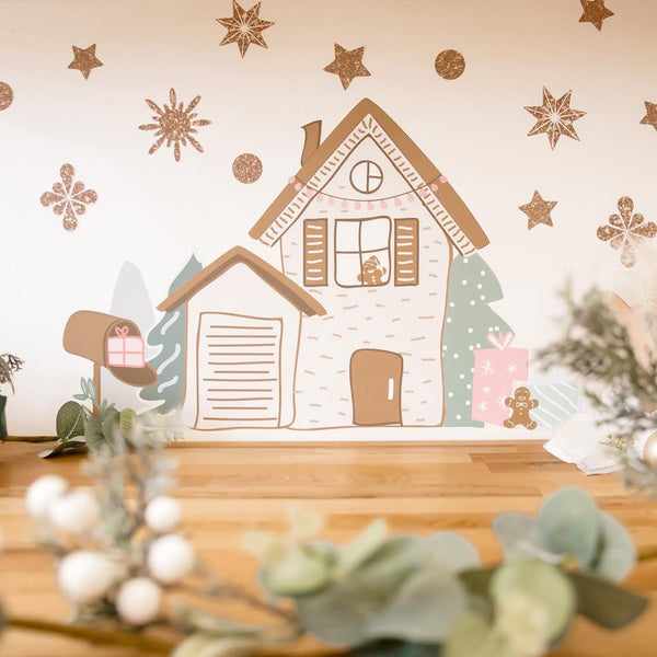 Pastel Christmas House Wall Decals