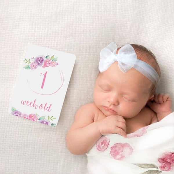 Baby - Watercolour Floral Milestone Cards