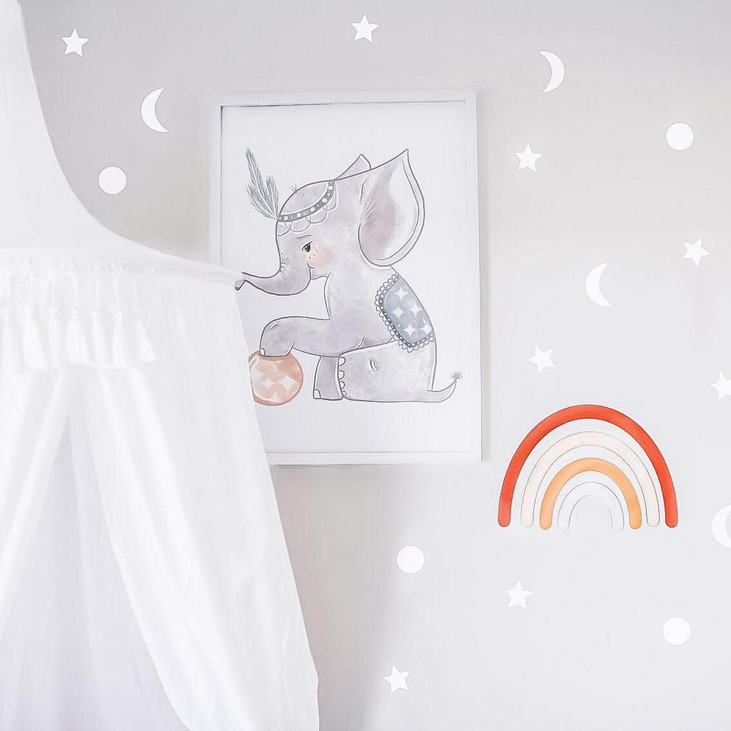 Stars and Moon Wall Decal - White