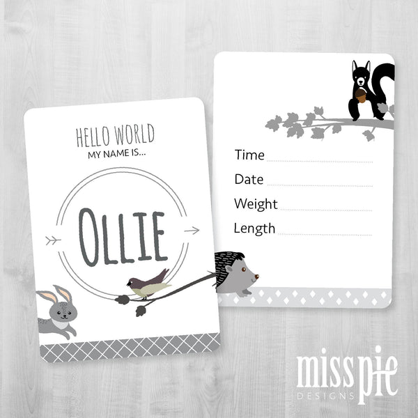 Woodland Name Announcement Card