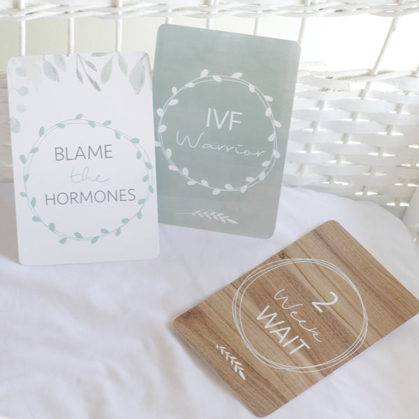 IVF Milestone Cards - mint and wood