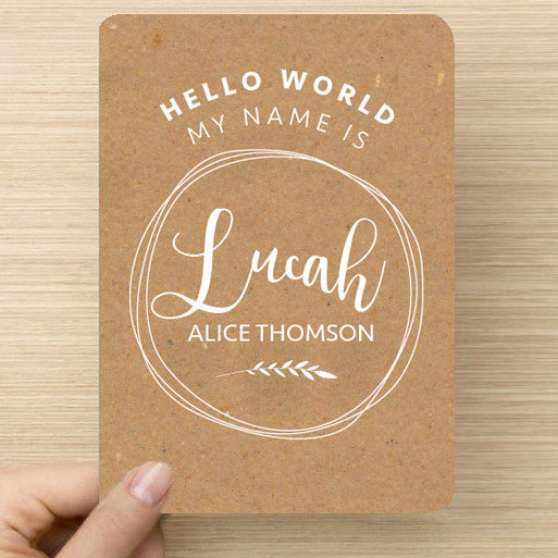 Kraft style Name Announcement Card