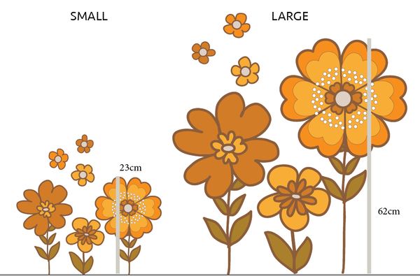 Retro Flowers Decal - Orange
