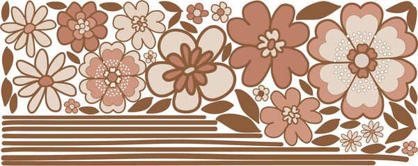 Retro Flowers Decal - Dusty Pink