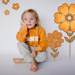 Retro Flowers Decal - Orange