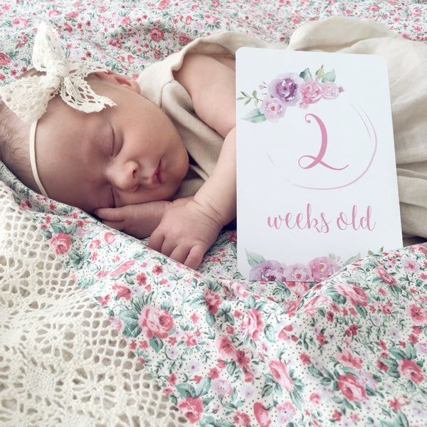 Baby - Watercolour Floral Milestone Cards