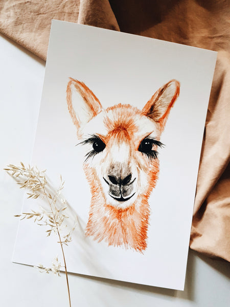 Llama Watercolour Print - seconds
