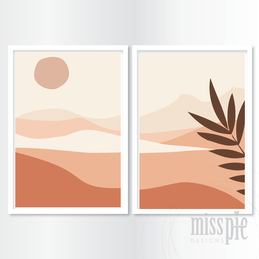 Peachy Landscape - Print pair