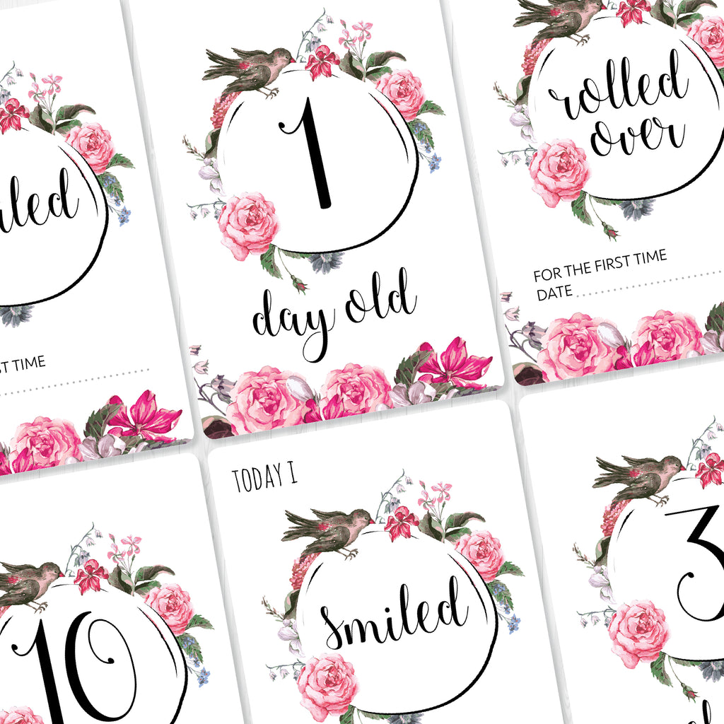 Baby - Floral Milestone Cards