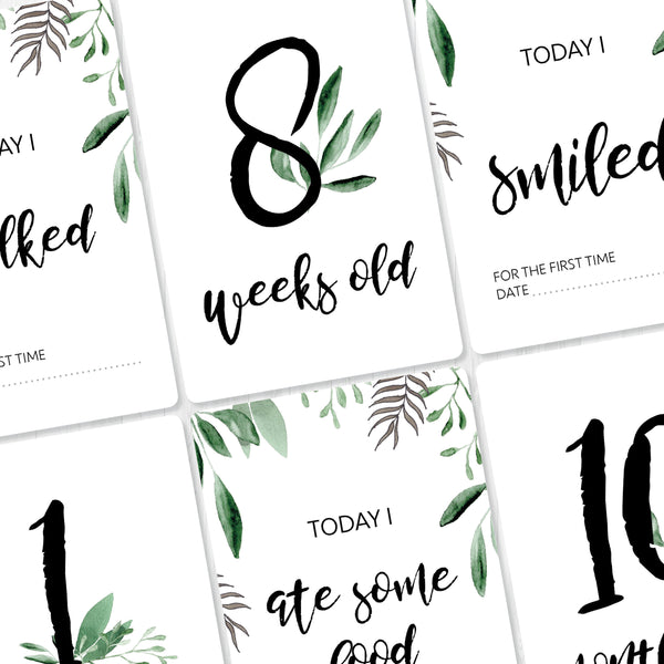 Baby -  Green Leaves Milestone Cards